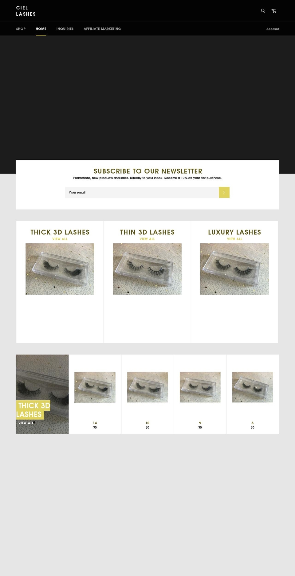 ciellashes.com shopify website screenshot
