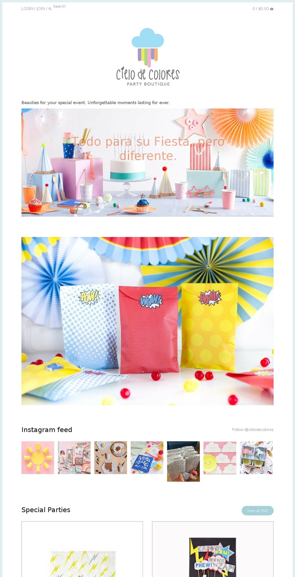 cielodecolores.com — Shopify storefront screenshot