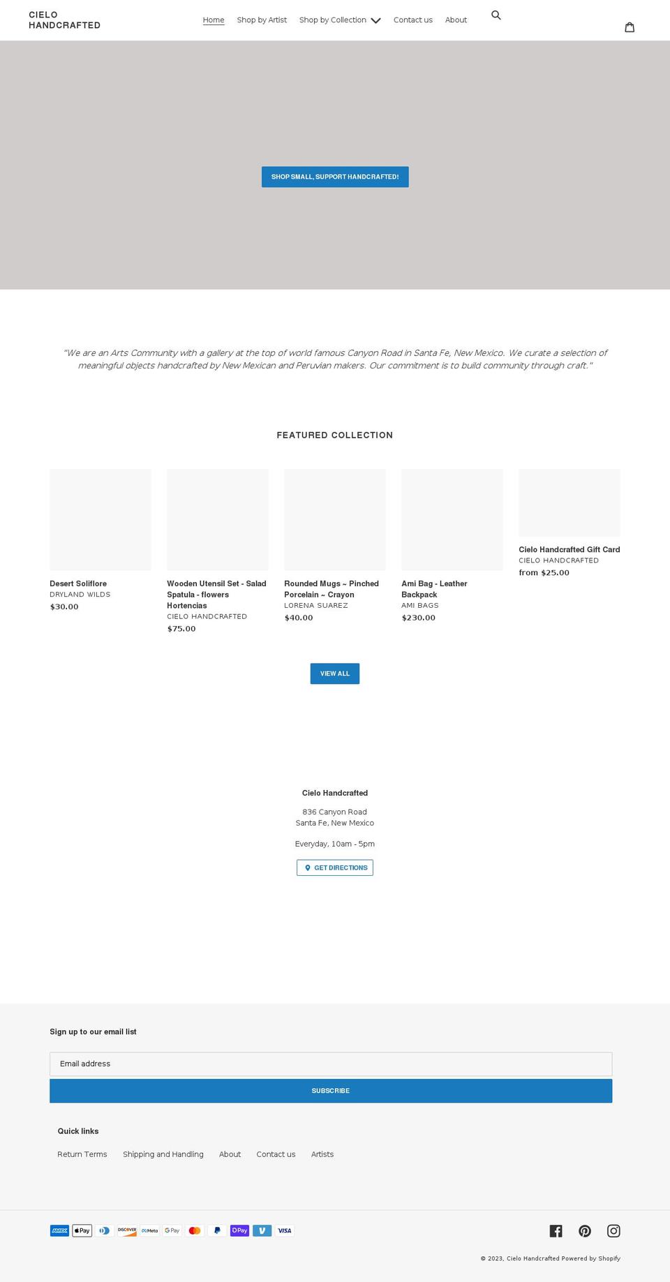 cielohandcrafted.com shopify website screenshot