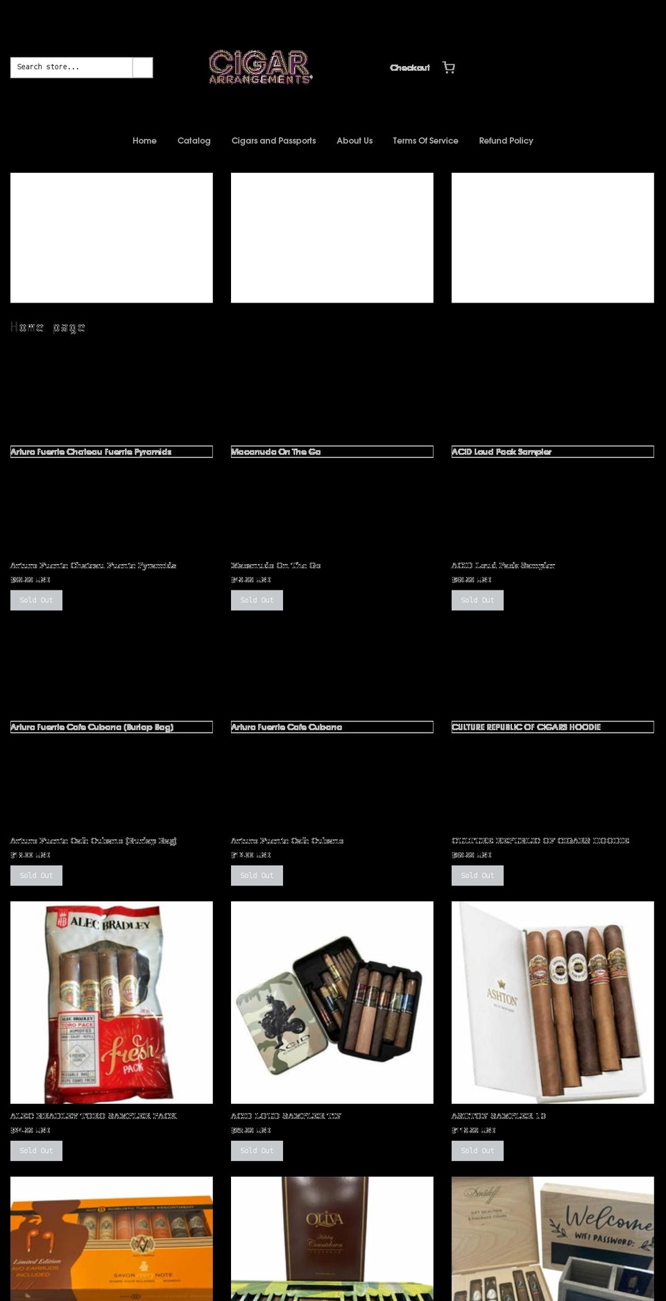cigararrangements.com shopify website screenshot