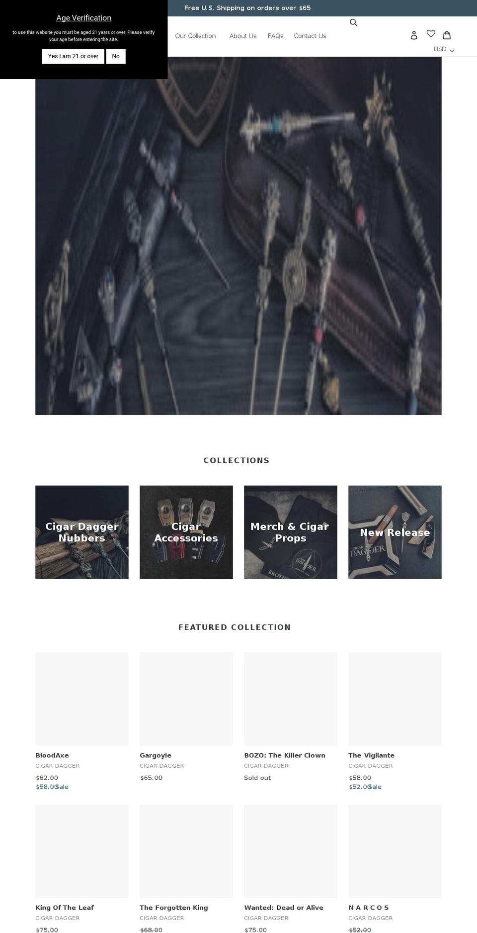 cigardagger.com shopify website screenshot