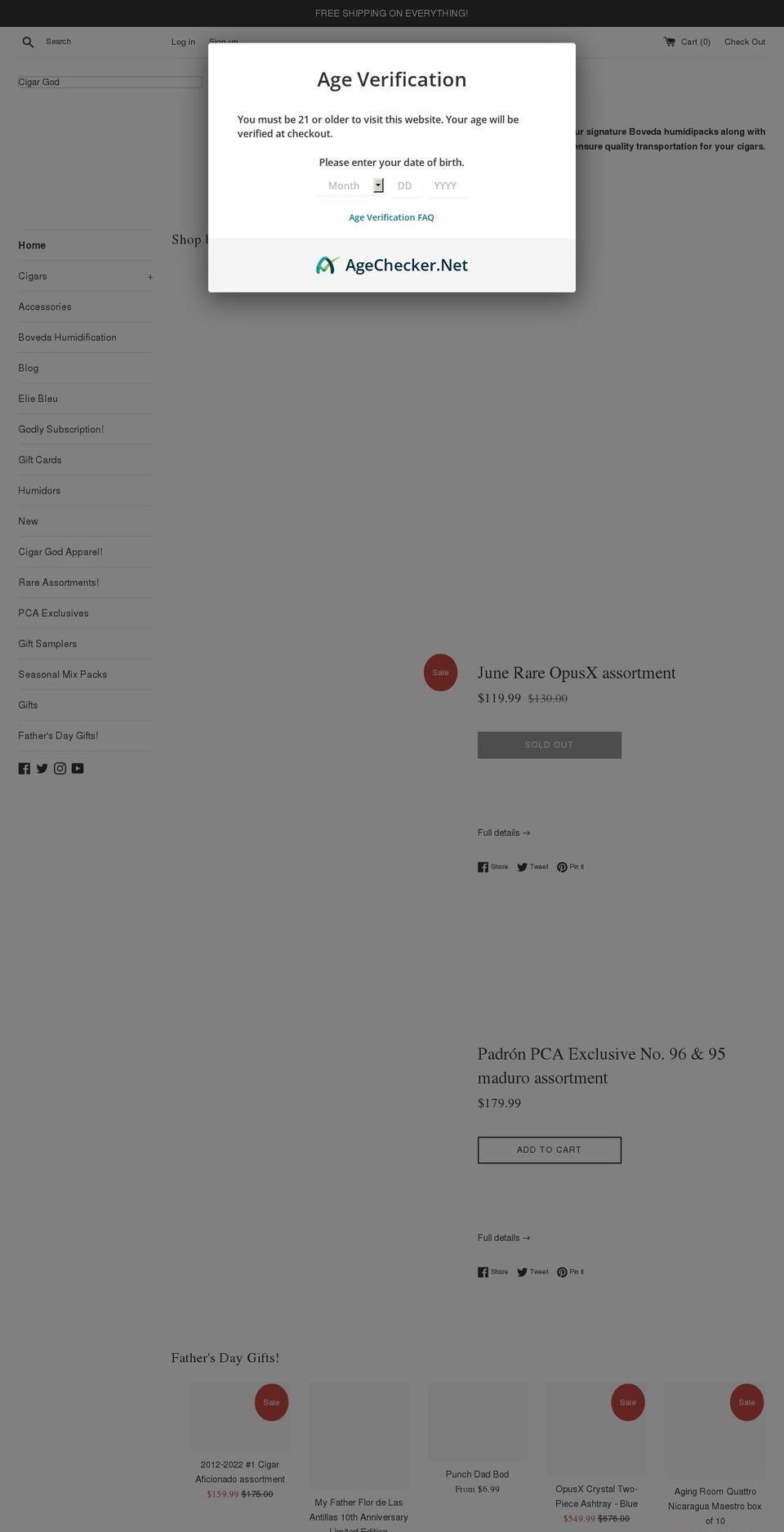 cigargod.com shopify website screenshot