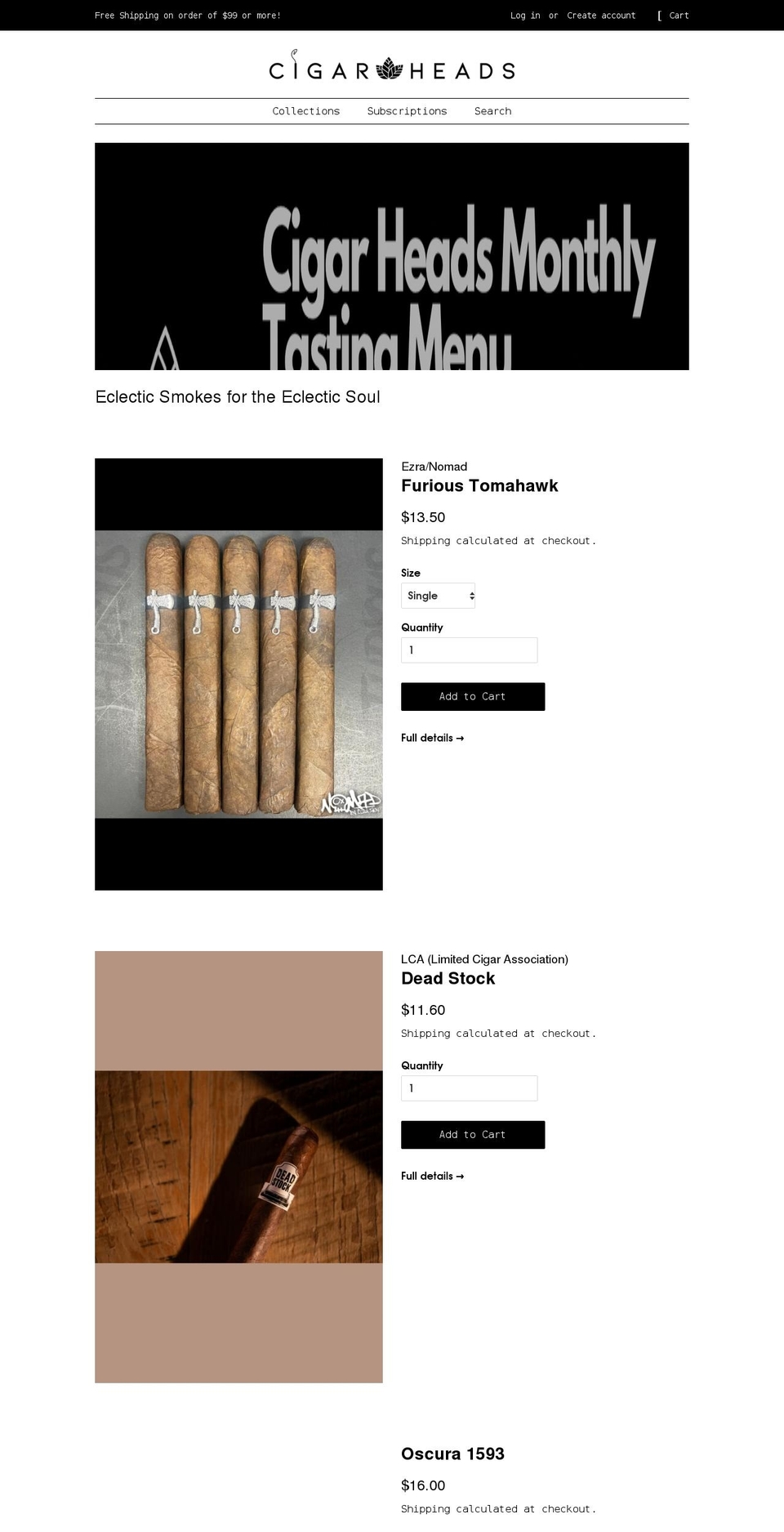 cigarheads.net shopify website screenshot