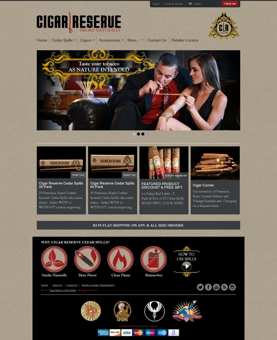 Radiance Shopify theme site example cigarreserve.com