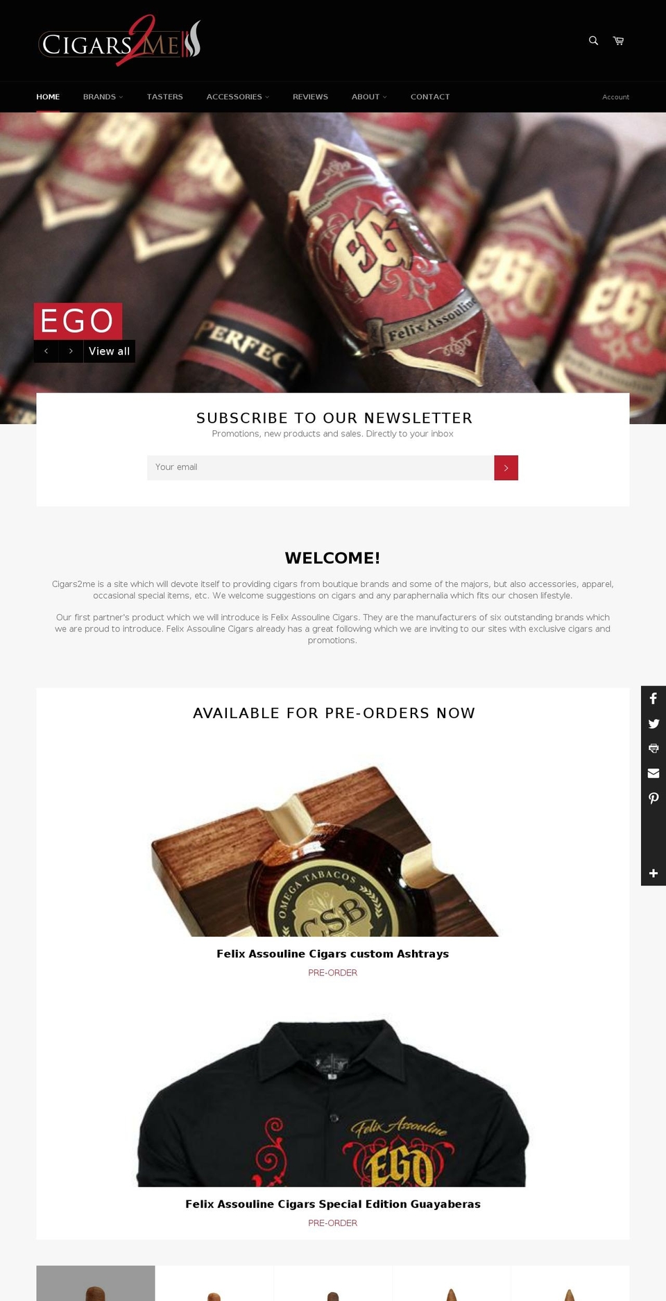 cigars2me.com shopify website screenshot
