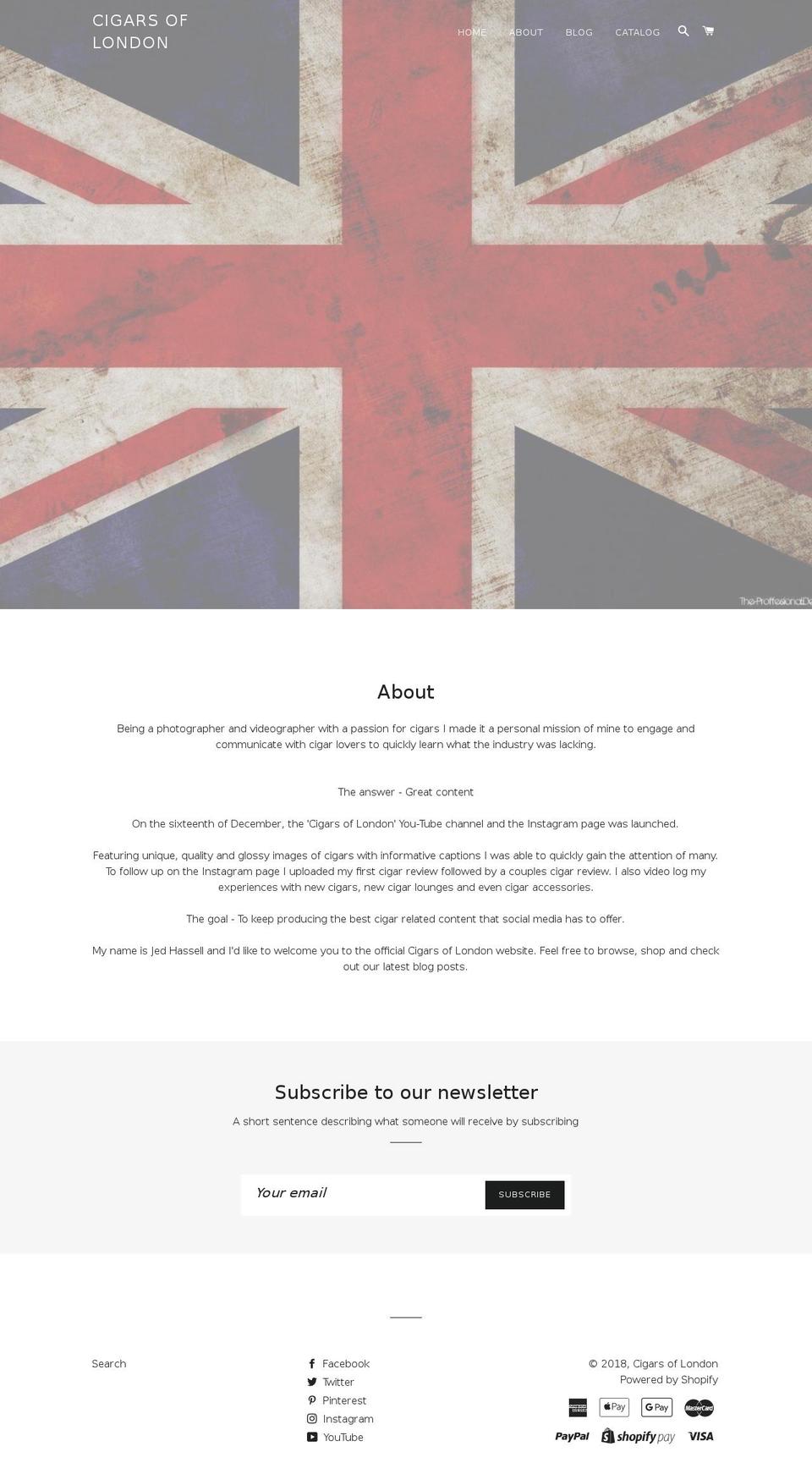 cigarsoflondon.com — Shopify storefront screenshot