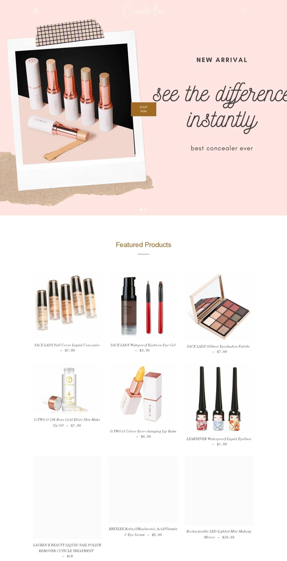 ciiaobella.com shopify website screenshot
