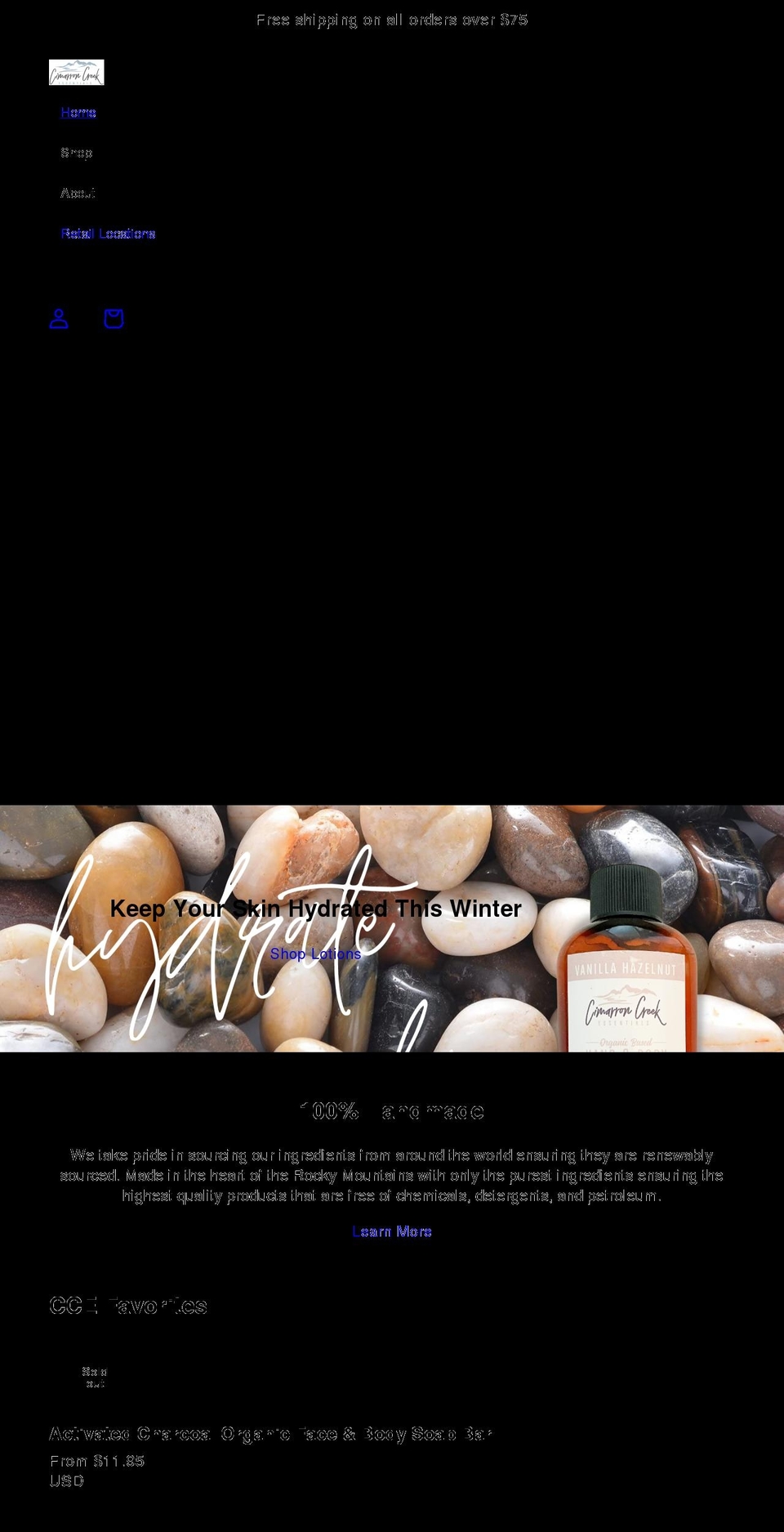 cimarroncreekessentials.com shopify website screenshot