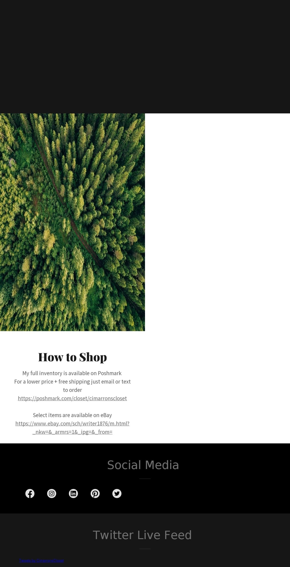 cimarronscloset.com — Shopify storefront screenshot
