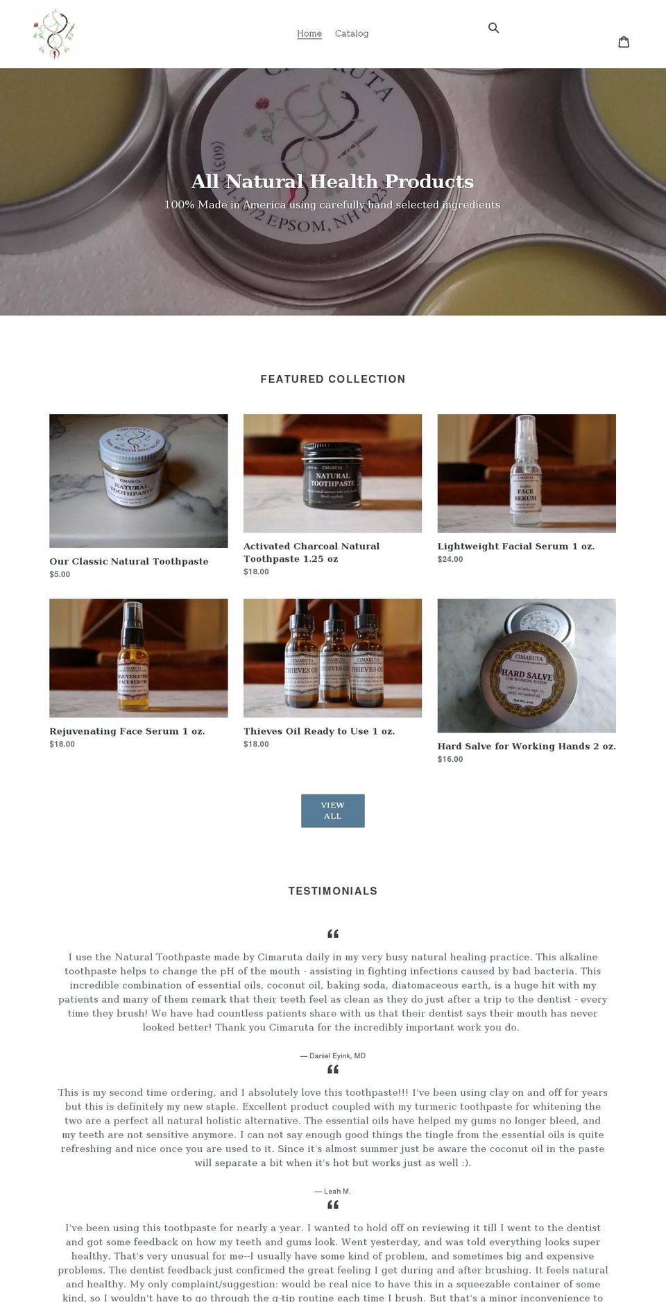 cimarutaholistics.com shopify website screenshot