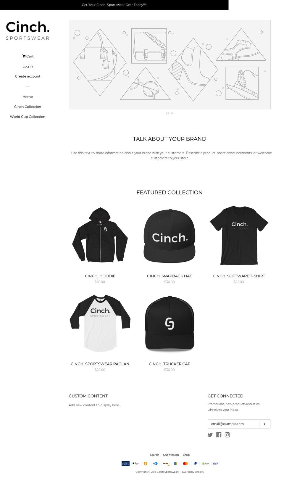 cinchsportswear.com — Shopify storefront screenshot