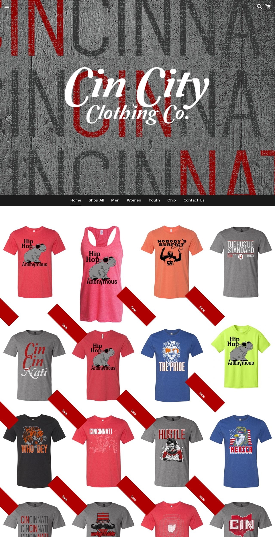 cincityclothingco.com — Shopify storefront screenshot