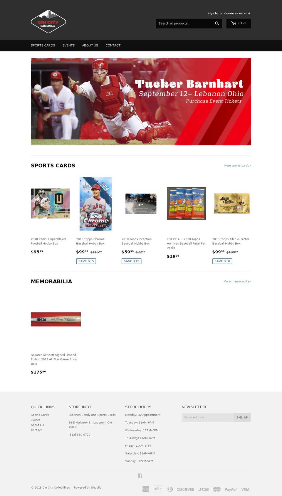 cincitycollectibles.com — Shopify storefront screenshot