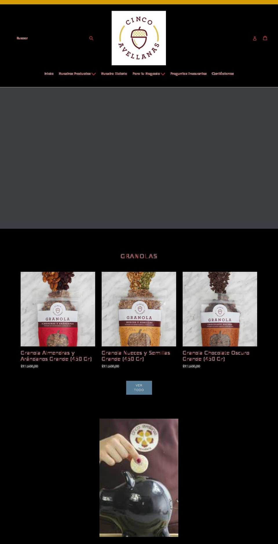 cincoavellanas.com shopify website screenshot