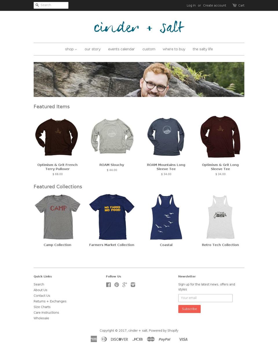 cinderandsalt.com shopify website screenshot
