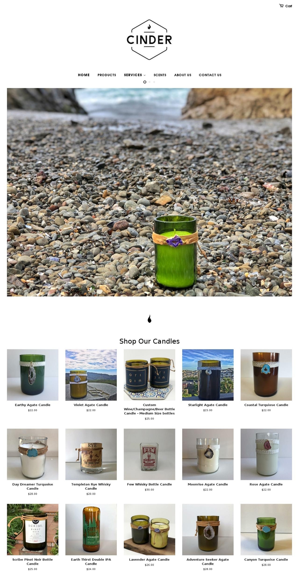 cindercandleco.com — Shopify storefront screenshot