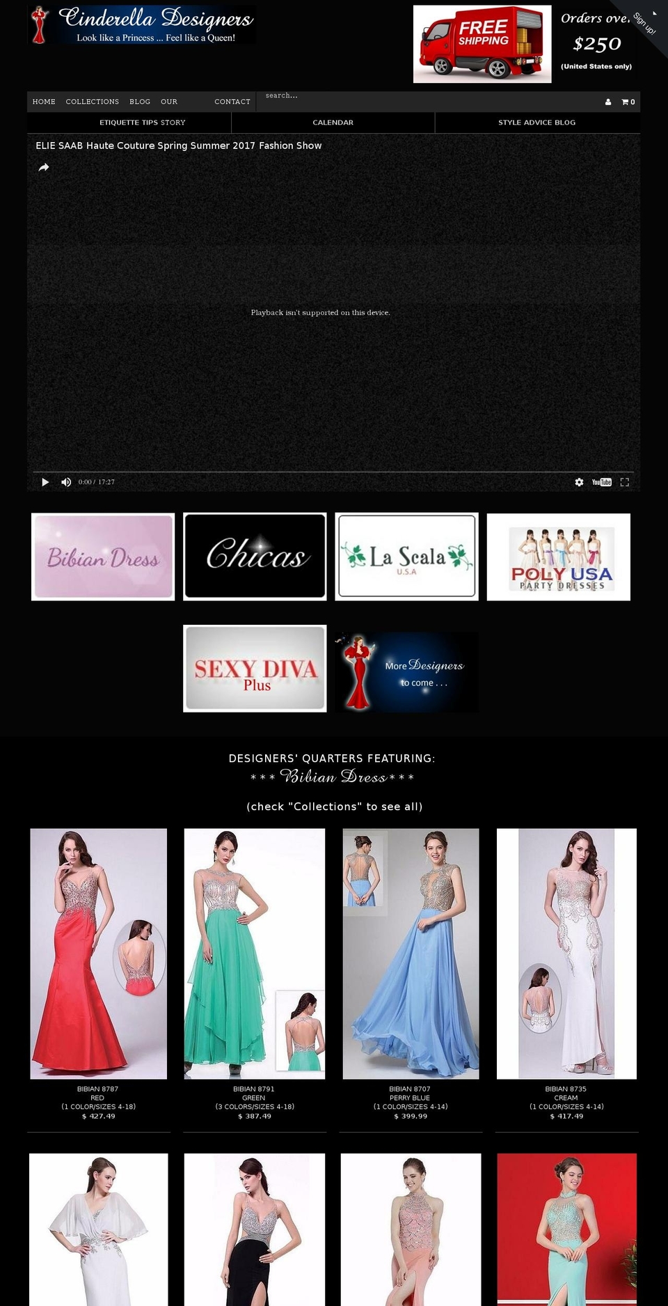 cinderelladesigners.com shopify website screenshot