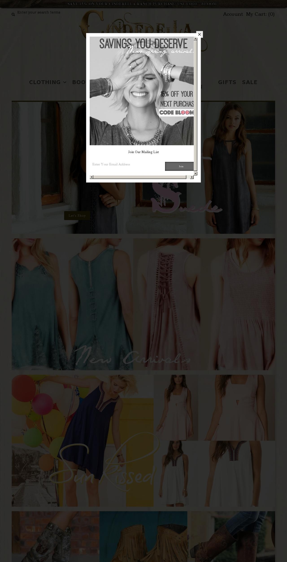 cinderellaranch.com shopify website screenshot