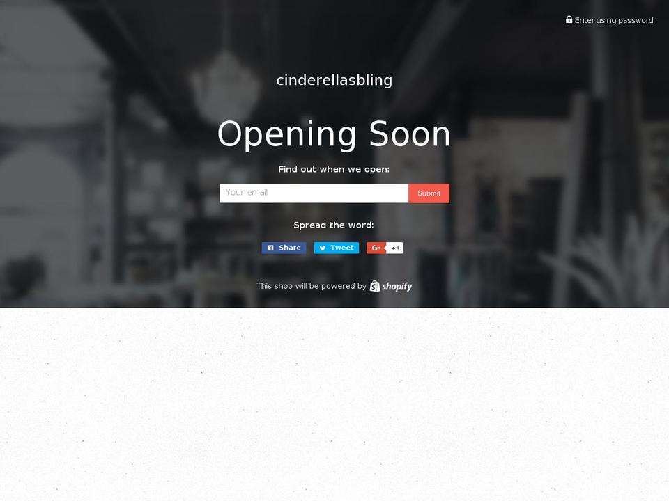 cinderellasbling.com shopify website screenshot