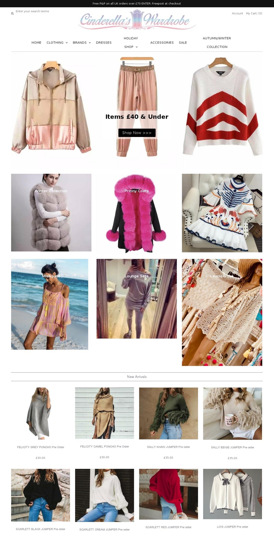 cinderellaswardrobe.net shopify website screenshot