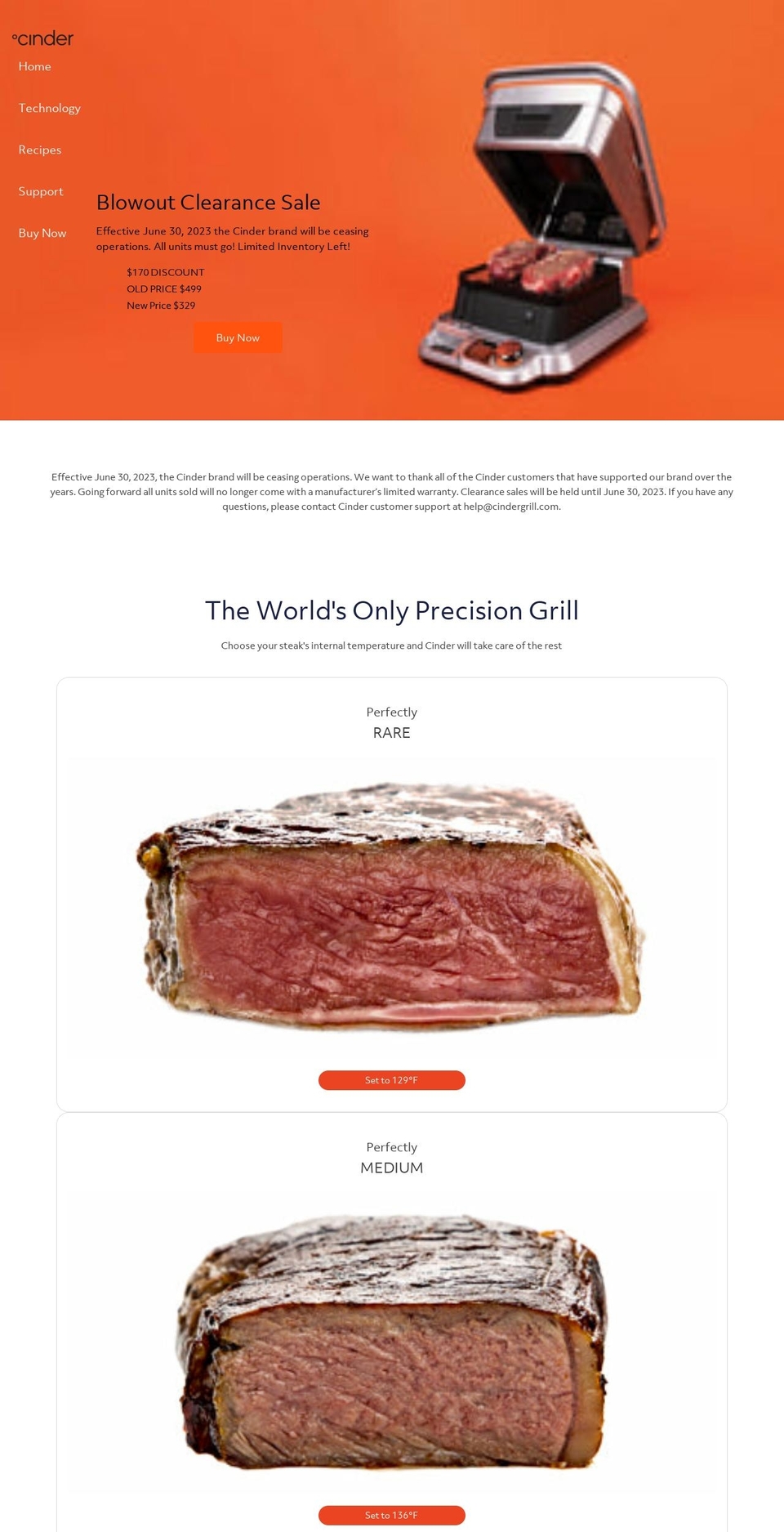 cindergrill.com shopify website screenshot