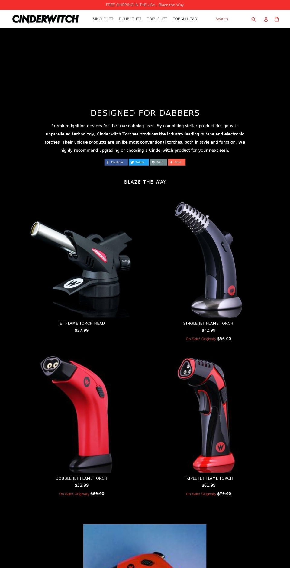 cinderwitchtorches.com — Shopify storefront screenshot