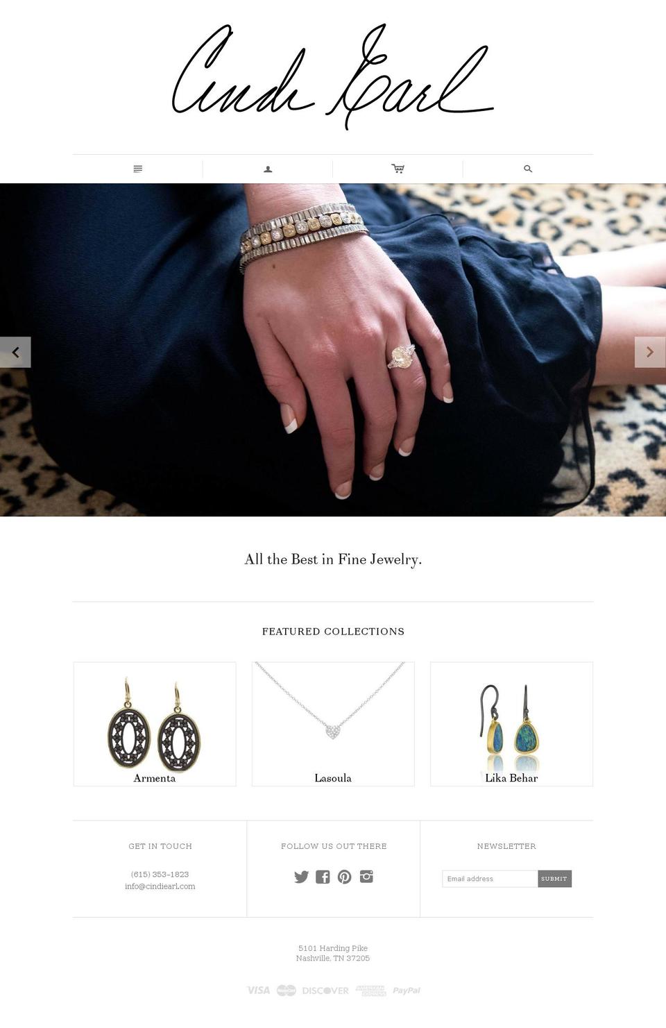 cindiearl.com shopify website screenshot