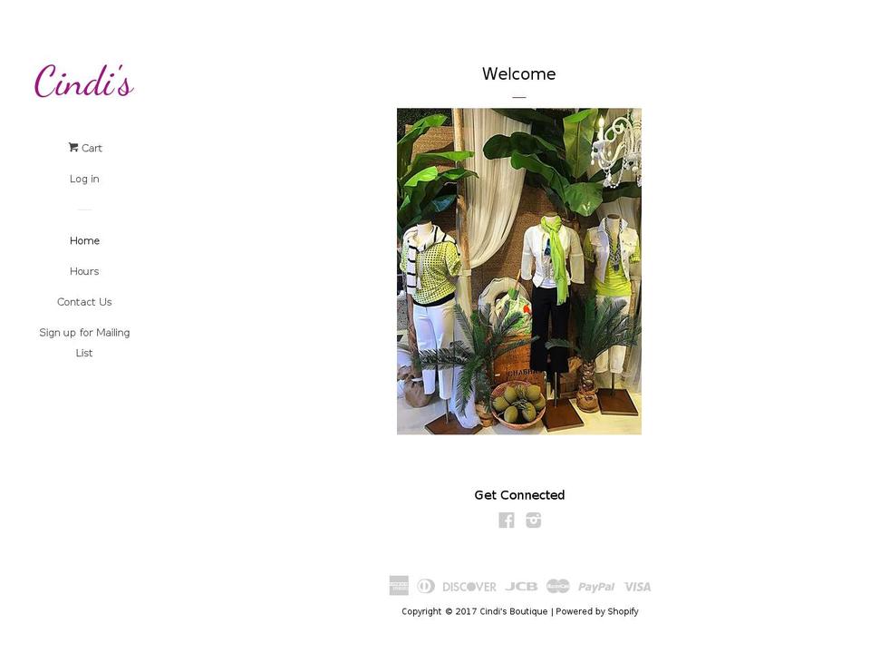 cindisboutique.com shopify website screenshot