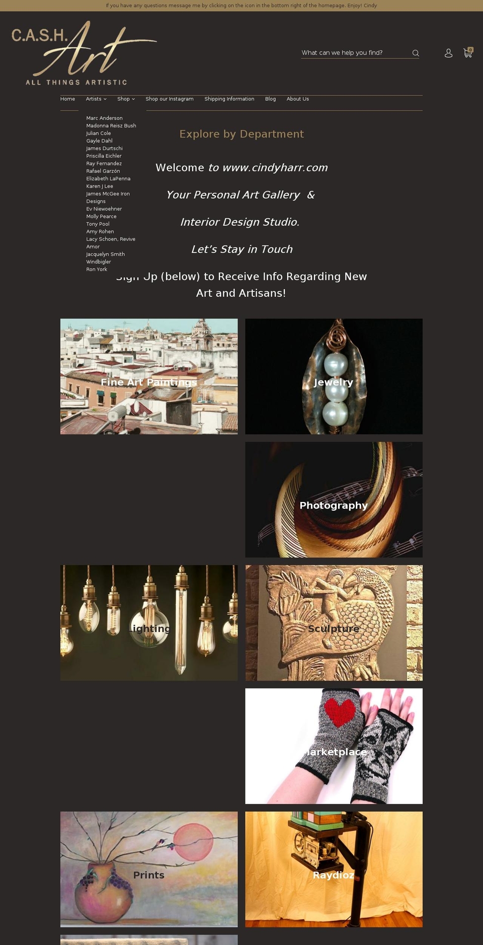 cindyharr.com — Shopify storefront screenshot