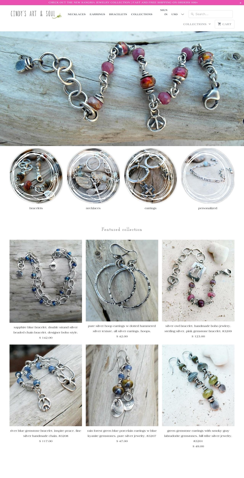 cindysartandsoul.com — Shopify storefront screenshot