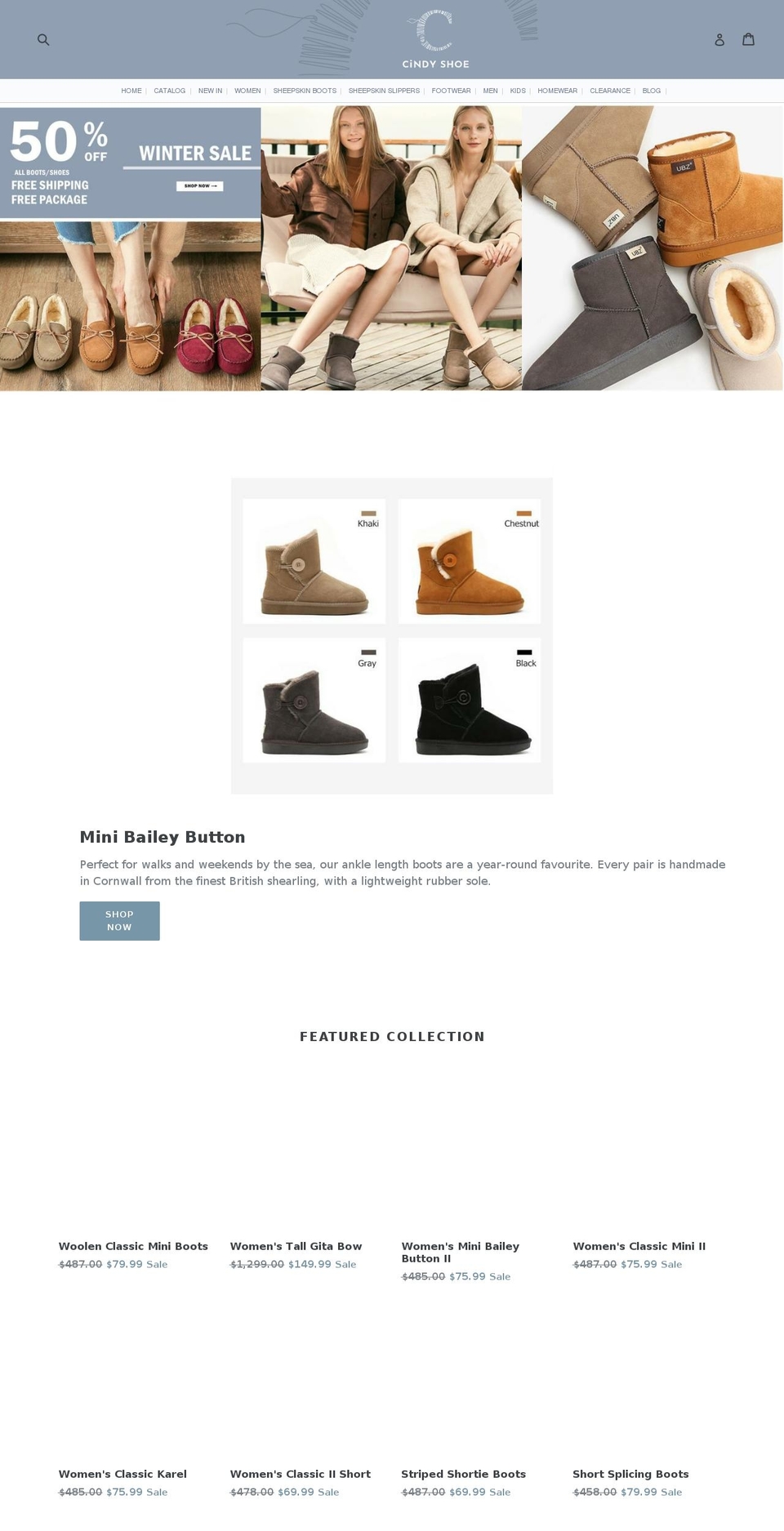 cindyshoe.com — Shopify storefront screenshot