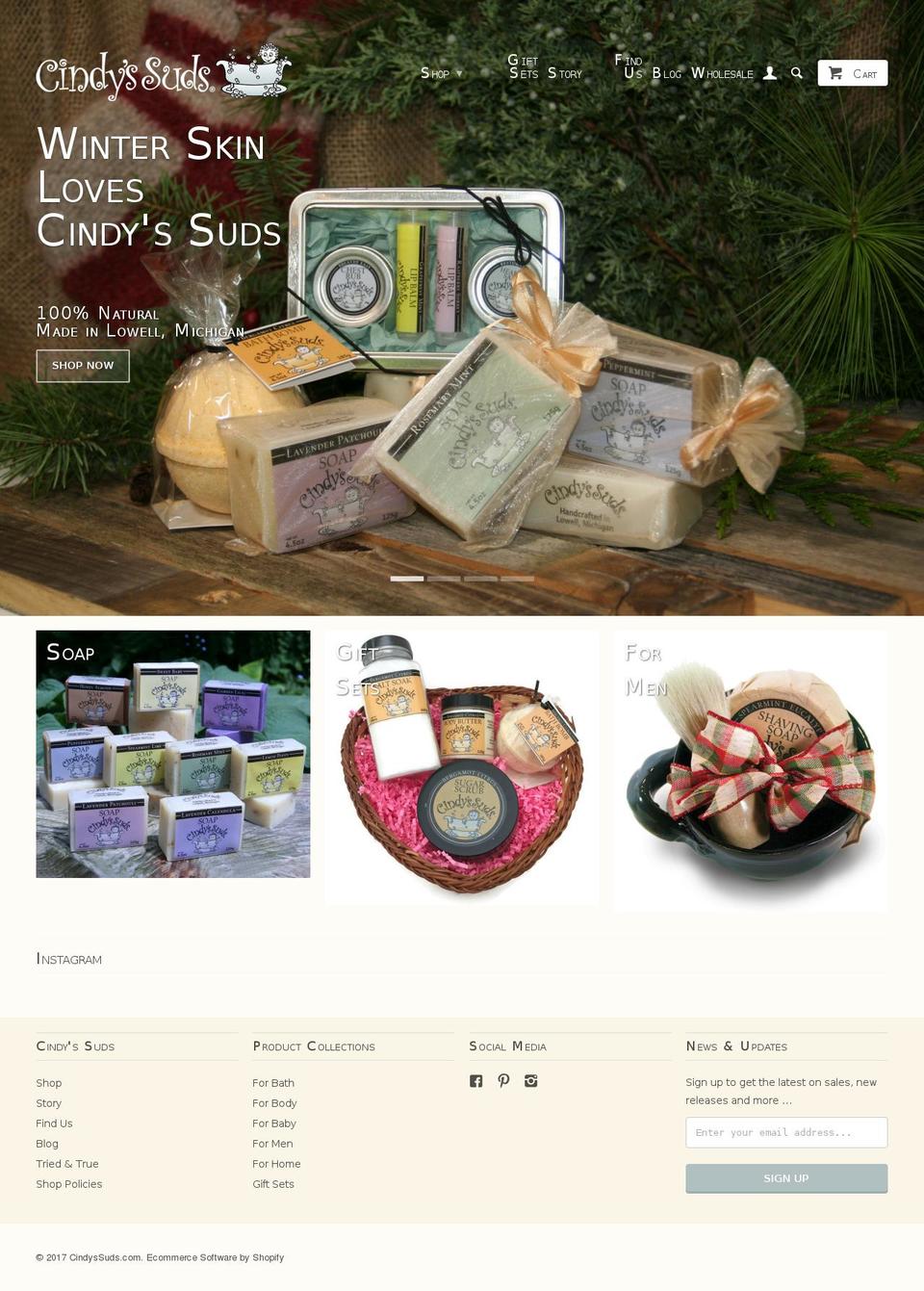 Providence Shopify theme site example cindyssuds.com