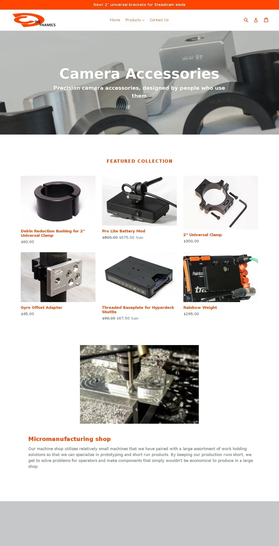 cinedynamics.com shopify website screenshot