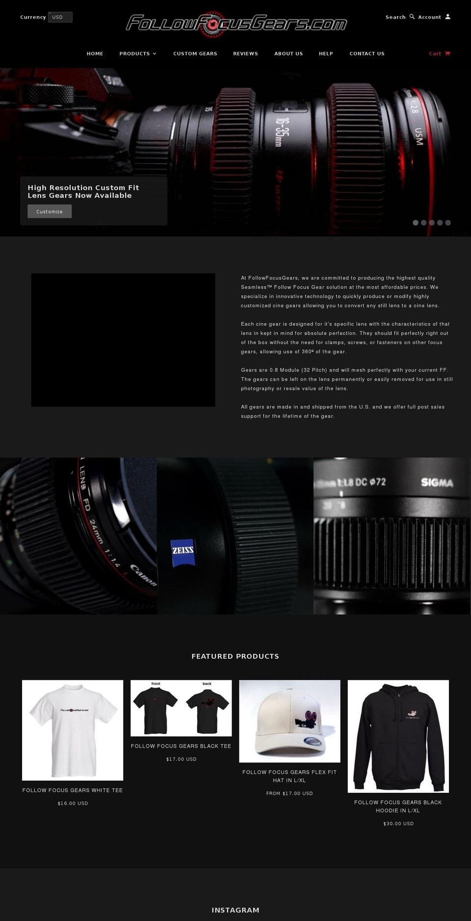 cinelensgears.com — Shopify storefront screenshot