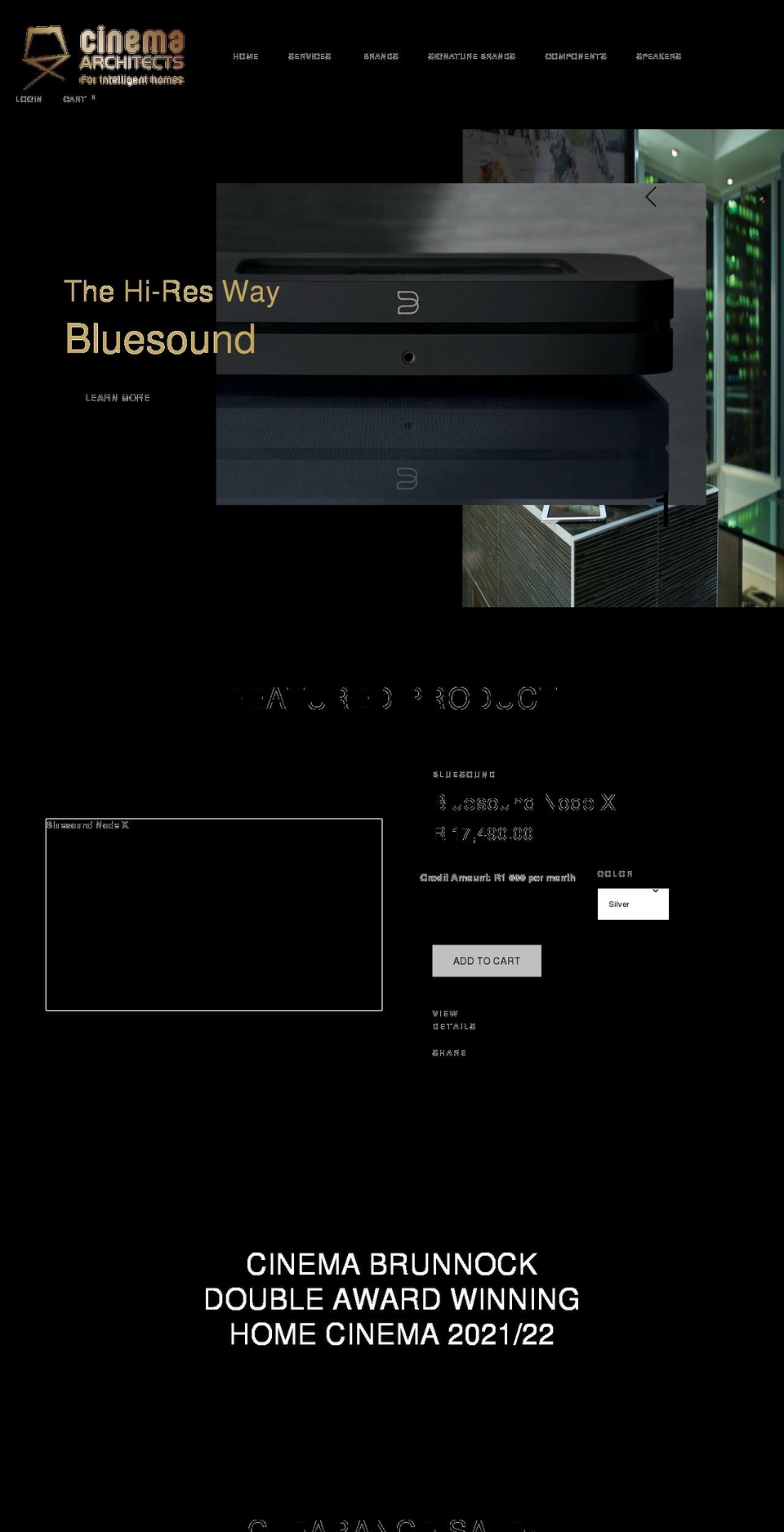 cinemaarchitects.co.za shopify website screenshot