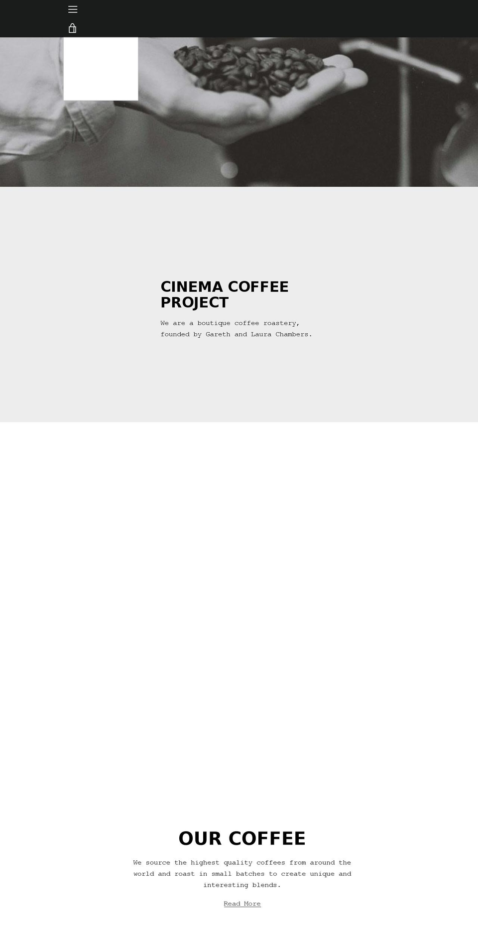 cinemacoffeeproject.com shopify website screenshot