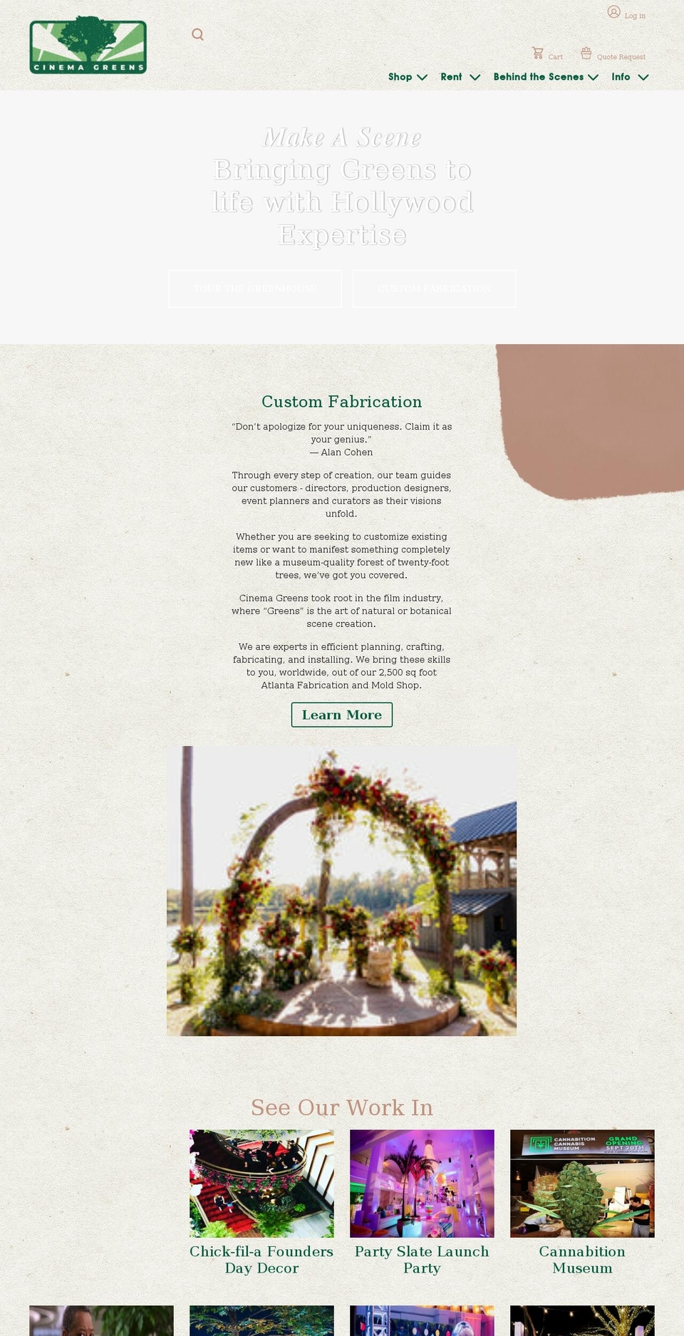 cinemagreens.com shopify website screenshot