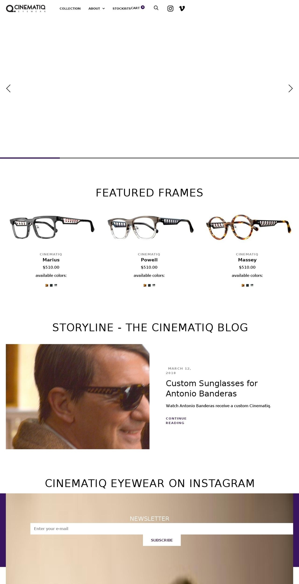 cinematiqeyewear.com — Shopify storefront screenshot