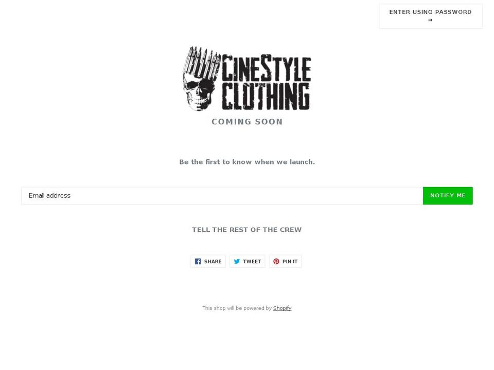 cinestyleclothing.com — Shopify storefront screenshot