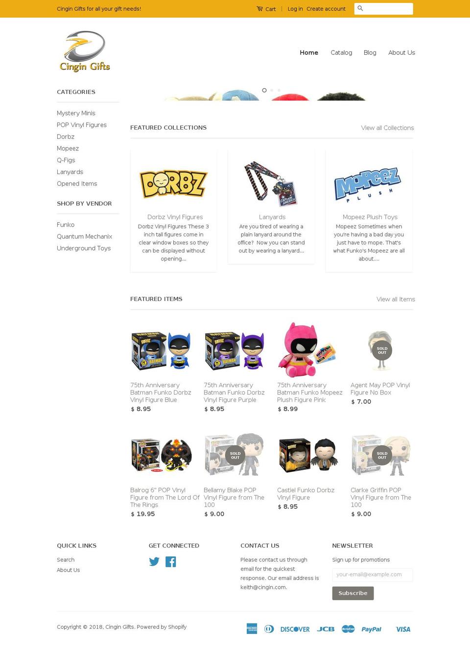 cingingifts.com shopify website screenshot