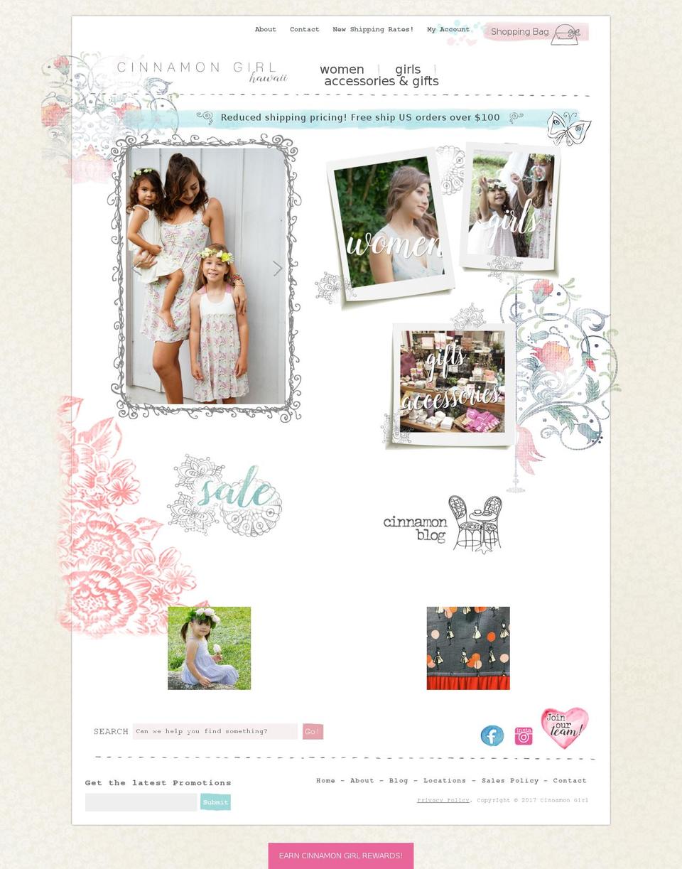 cinnamongirl.com shopify website screenshot