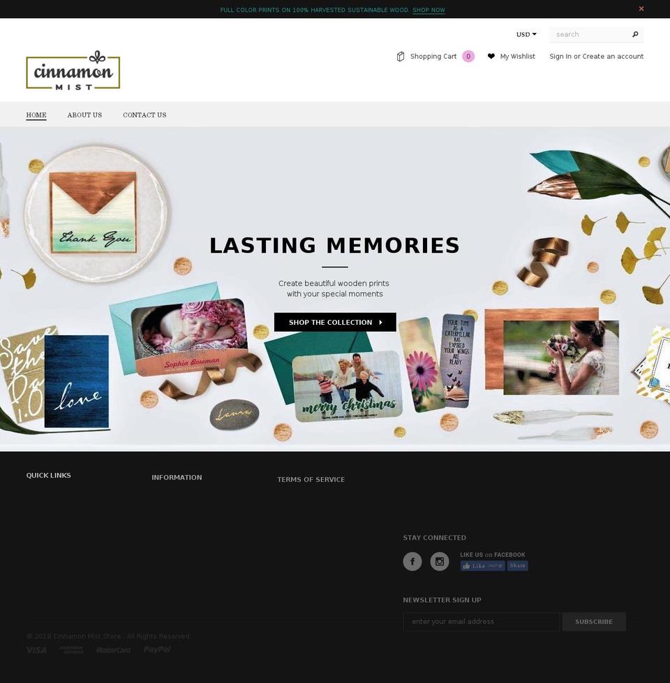cinnamonmist.com — Shopify storefront screenshot