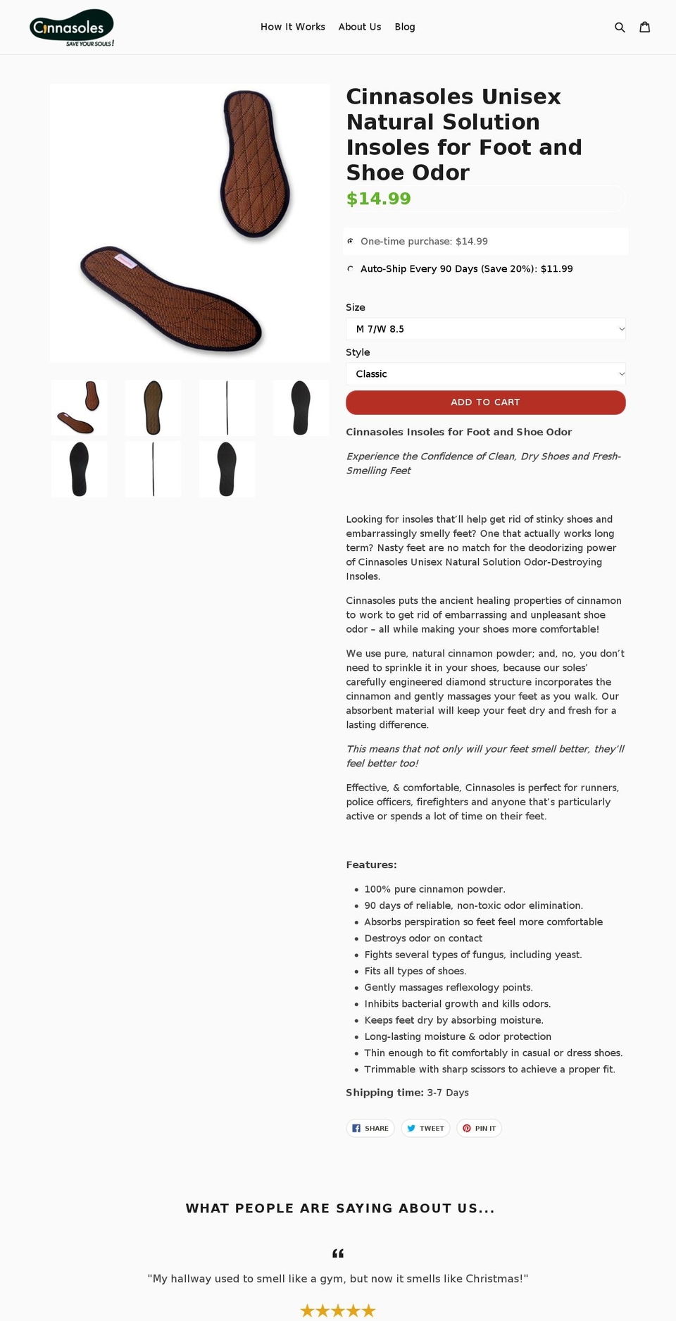 cinnasoles.com — Shopify storefront screenshot