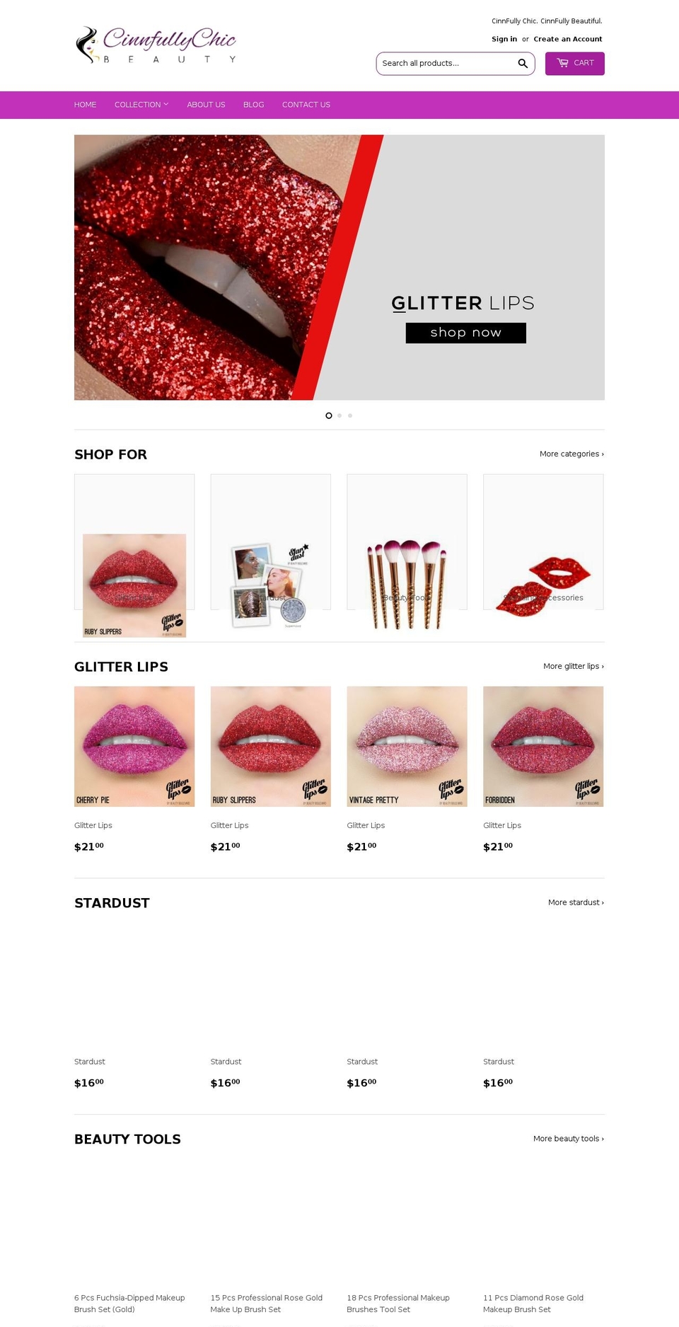 cinnfullychicbeauty.com — Shopify storefront screenshot
