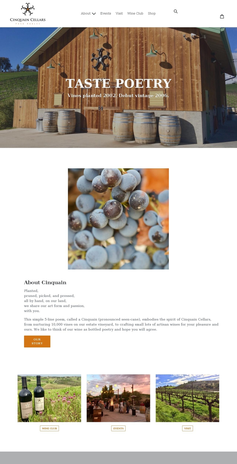 cinquaincellars.com shopify website screenshot