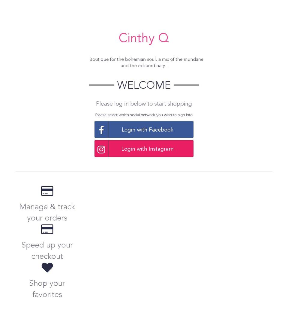 cinthyq.com shopify website screenshot