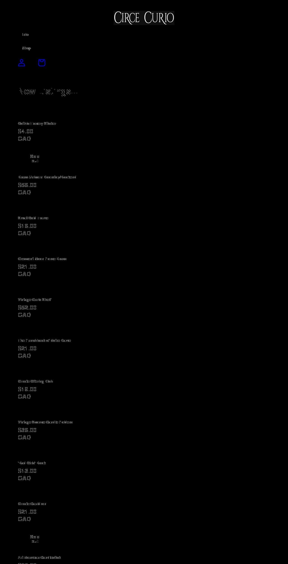 circecurio.com shopify website screenshot