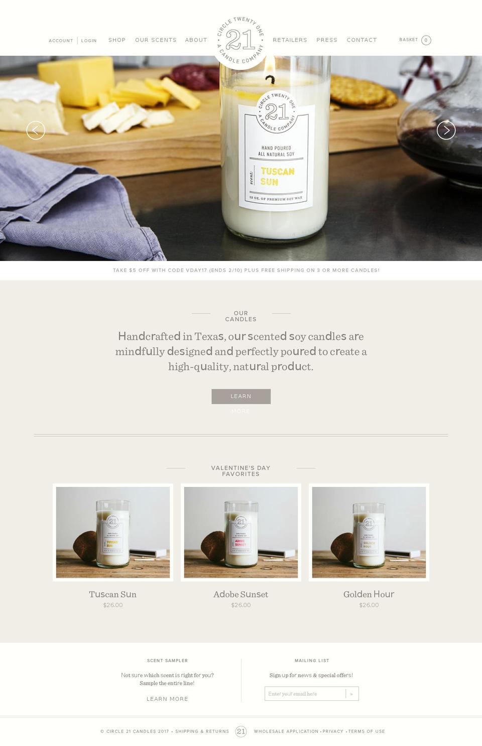 circle21candles.com shopify website screenshot