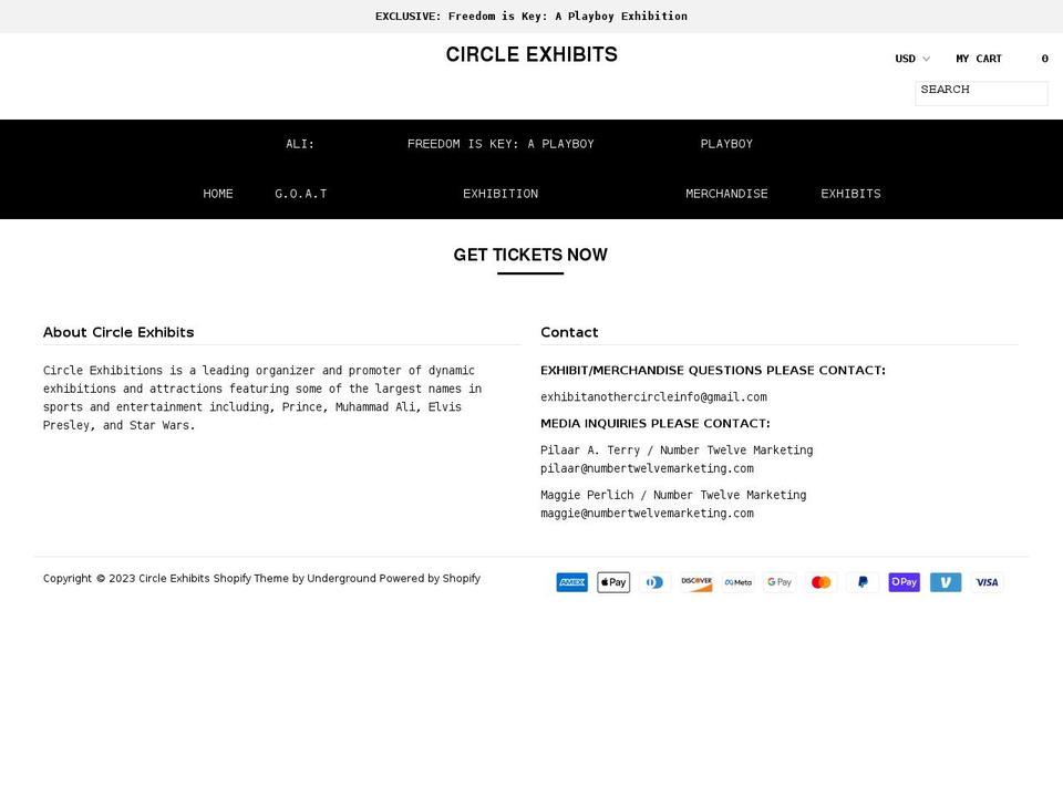circleexhibits.com shopify website screenshot