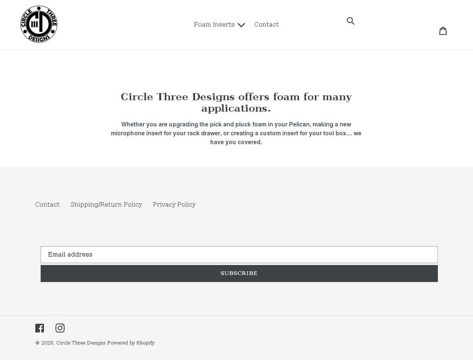 circlethreefoam.com shopify website screenshot